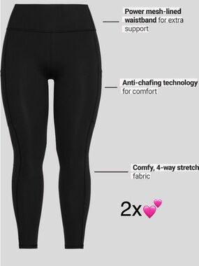 Fabletics Powerhold Black High-Waist 2 Pocket Leggings